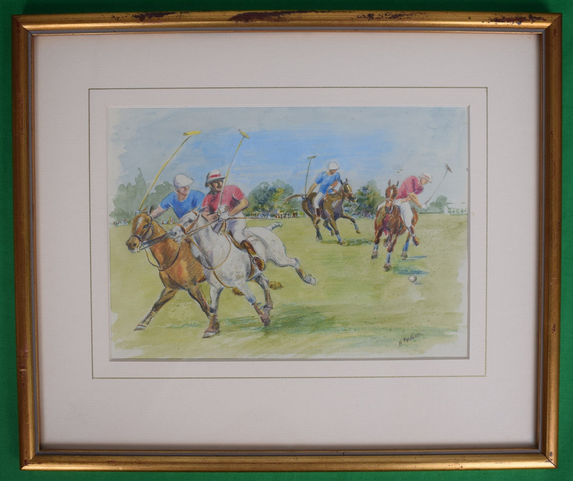British Polo Match #4 Watercolour by Helen Anderson (British, 20th Century)