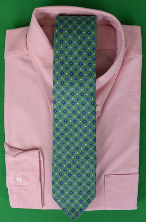 Robert Jensen Green Foulard Print Italian Woven Silk Tie