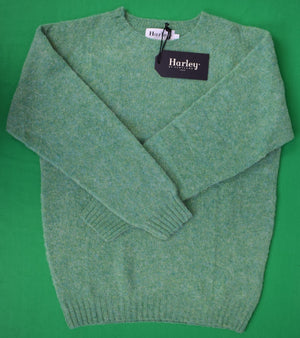 Harley Of Scotland Heather Lovat Green Shaggy Dog Shetland Wool Crewneck Sweater Sz L (NWT)