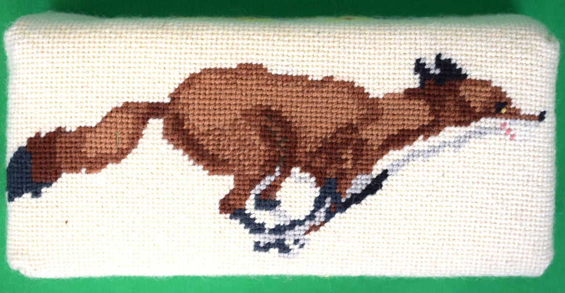 "Hand Needlepoint Running Fox Brick Doorstop" (SOLD)