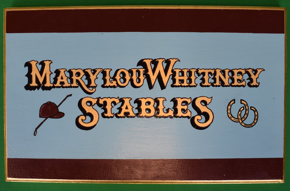 Marylou Whitney Stables Hand Gilt Painted Wood Plaque