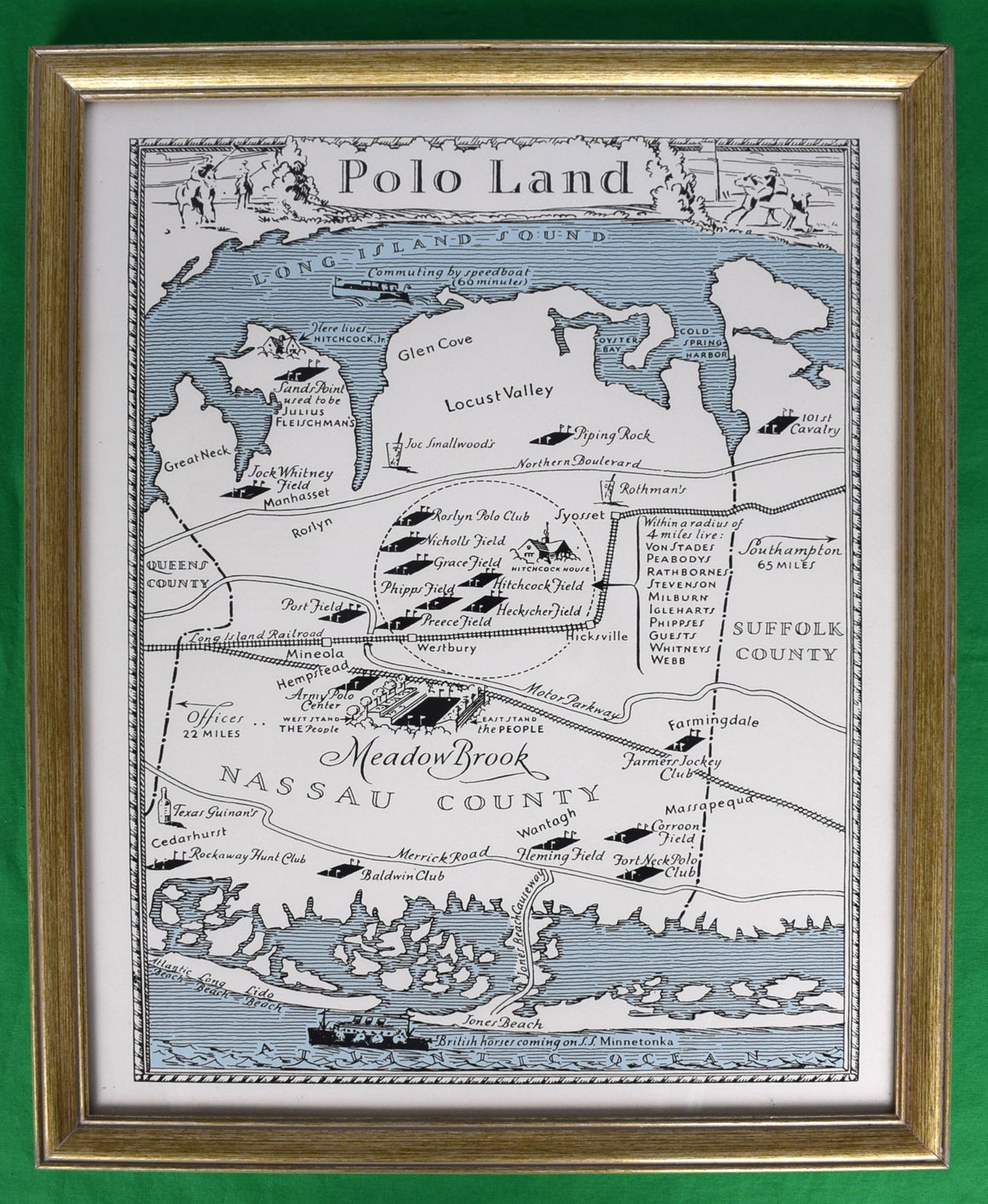 "Polo Land" North Shore Long Island c1920s Map (Reprint)