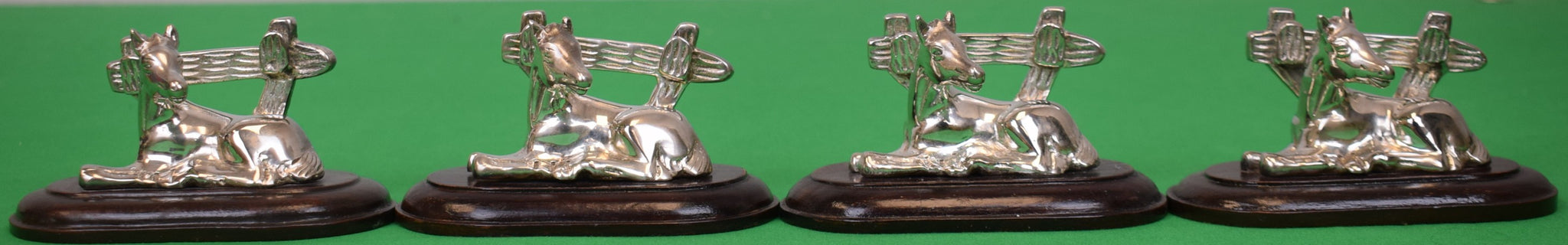 Set x 4 Silver Plated c2001 Menu Card Holders Modeled As Seated Horses The Marylou Whitney Collection