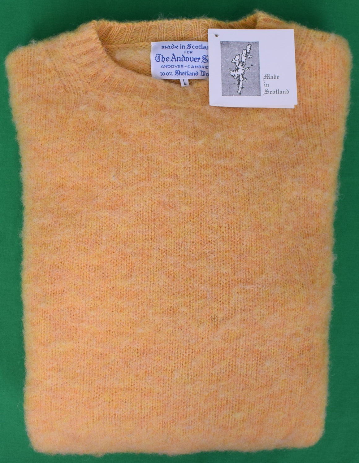 "The Andover Shop Shetland Shaggy Dog Tangerine Wool Crewneck Sweater Made In Scotland" Sz L (NWT) (SOLD)