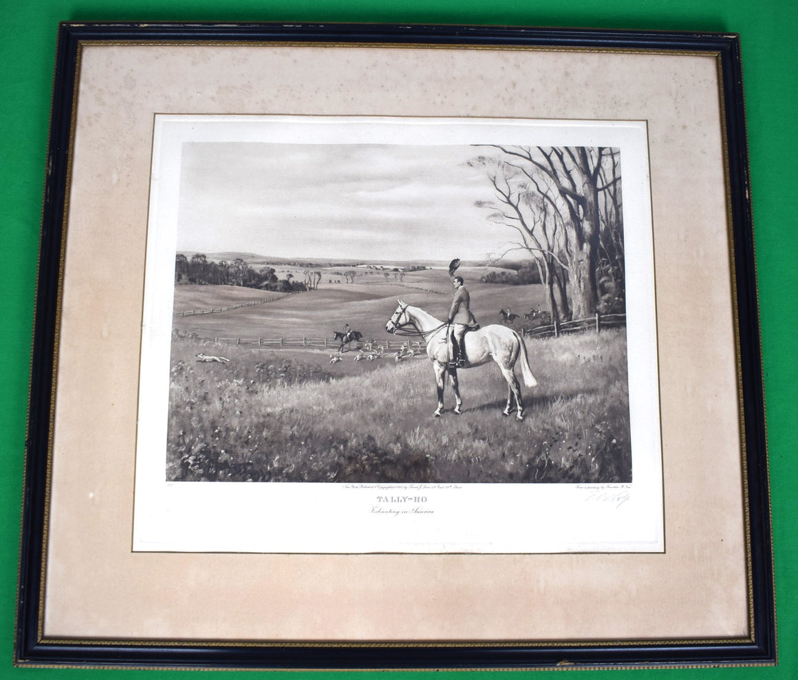 "Tally-Ho: Foxhunting In America" 1943 Lithograph by Franklin B. Voss (SIGNED)