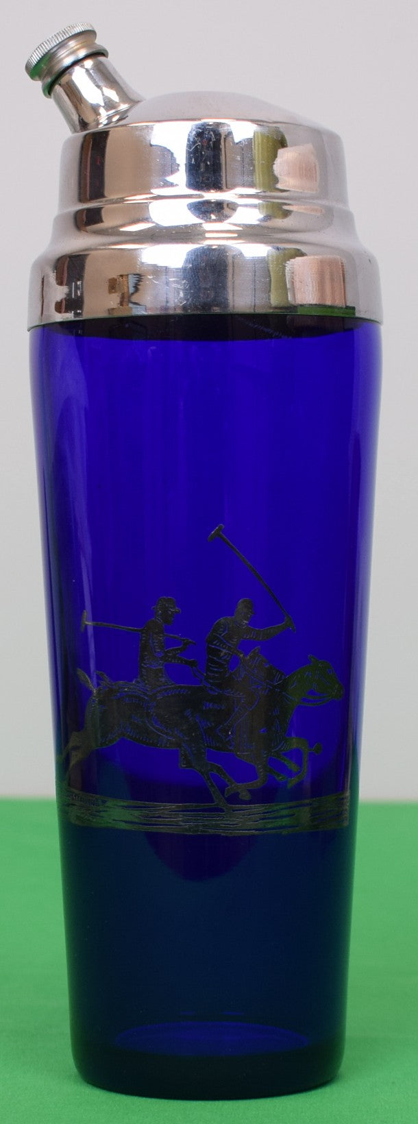 "Rockwell Silver Co Cobalt Blue c1930 Polo Match Cocktail Shaker"