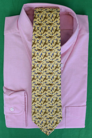 "Holland & Holland x Drake's Yellow English Silk Tie w/ Woodcock Hunt Print"