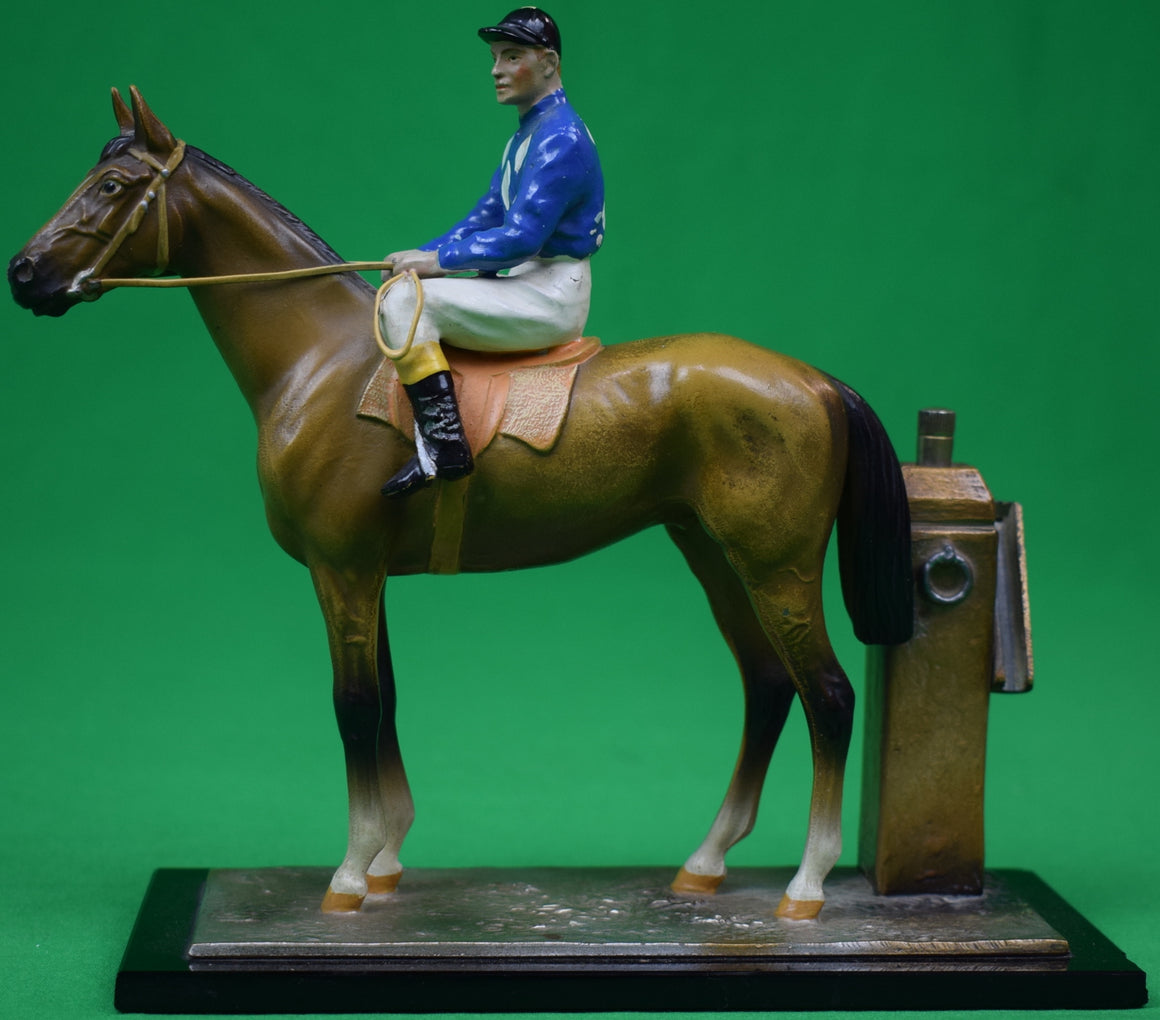 "Spelter Jockey/ Racehorse w/ Match Striker Made In Austria"