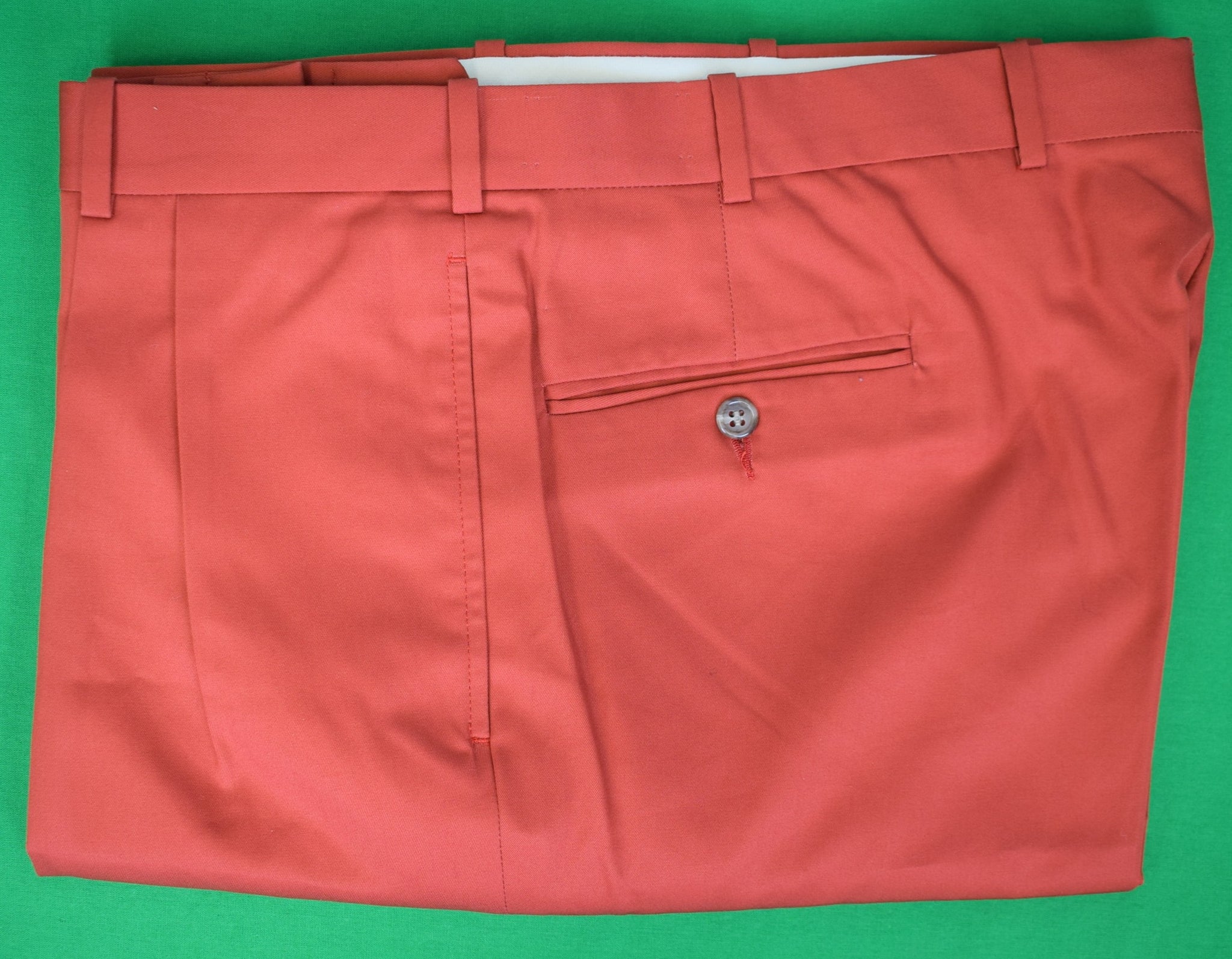 The Andover Shop Breton Red Cotton Poplin Pleated Trousers Sz 38 x 32