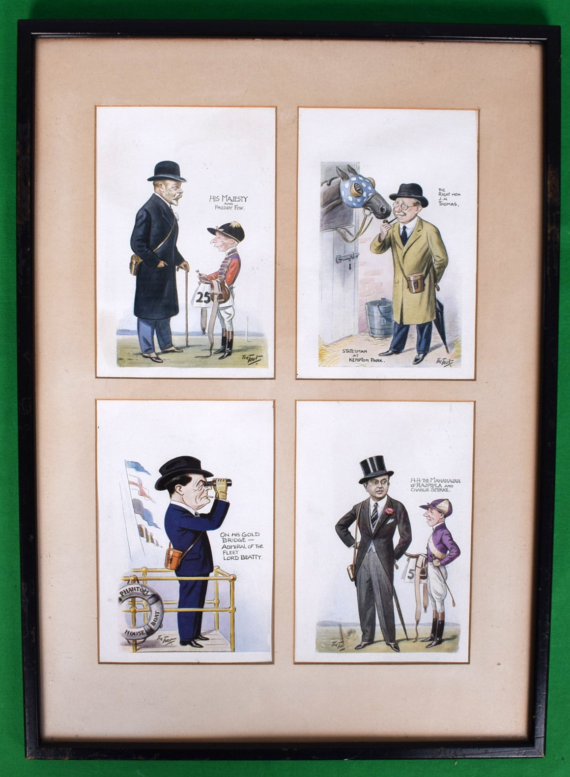 "Set x (4) c1930s Horseracing & Turf Personalities Caricature Prints"