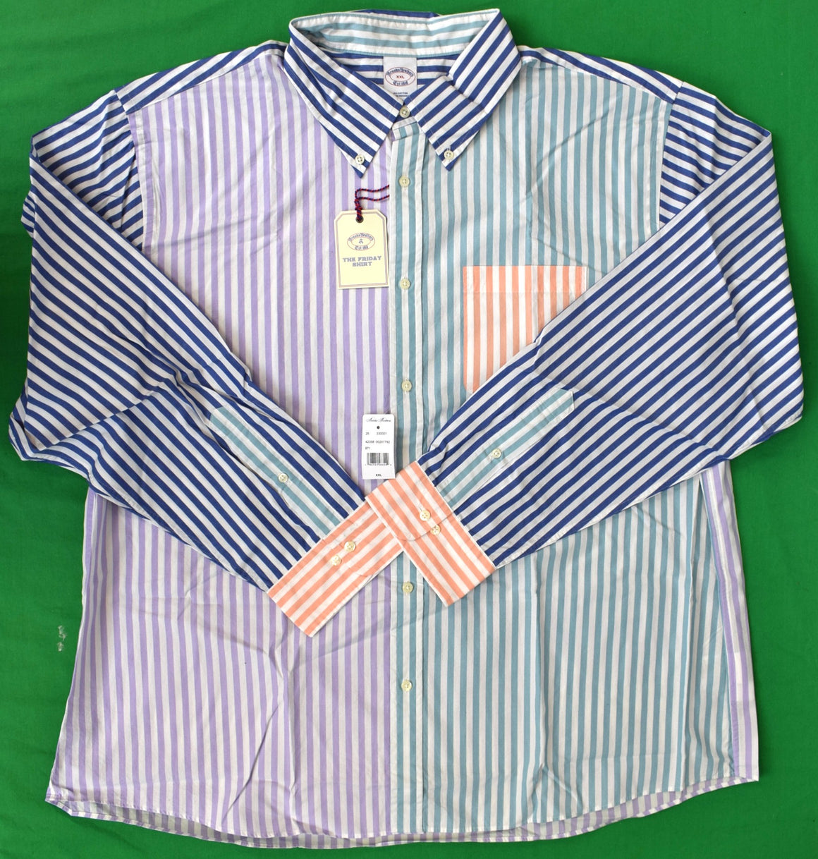 "Brooks Brothers Multi Stripe Fun L/S B/D Shirt" Sz XXL (NWT)