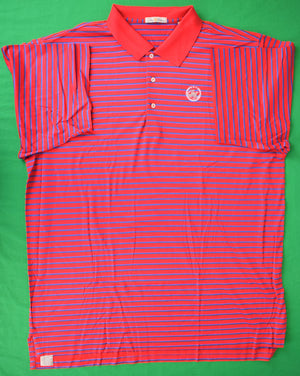 Peter Millar Red/ Blue Stripe Sport Shirt w/ Rolling Rock Club Logo Sz: XXL