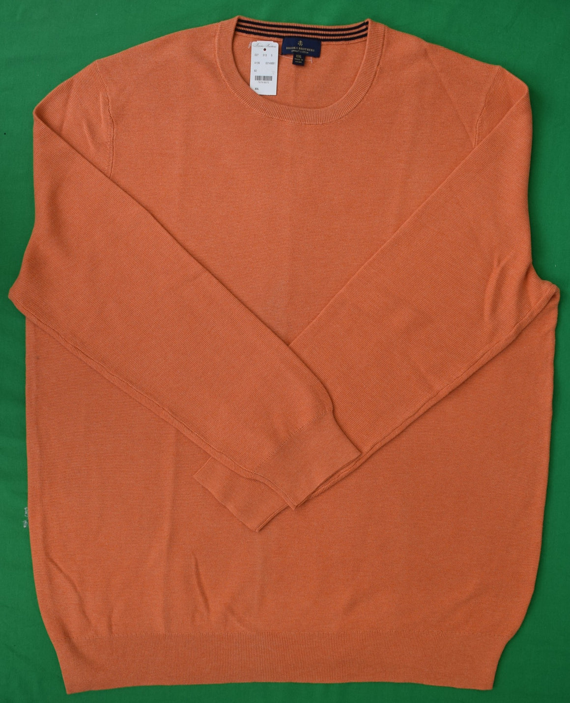 Brooks Brothers Supima Cotton Orange Mesh Knit Crewneck Sweater Sz XXL (NWT)
