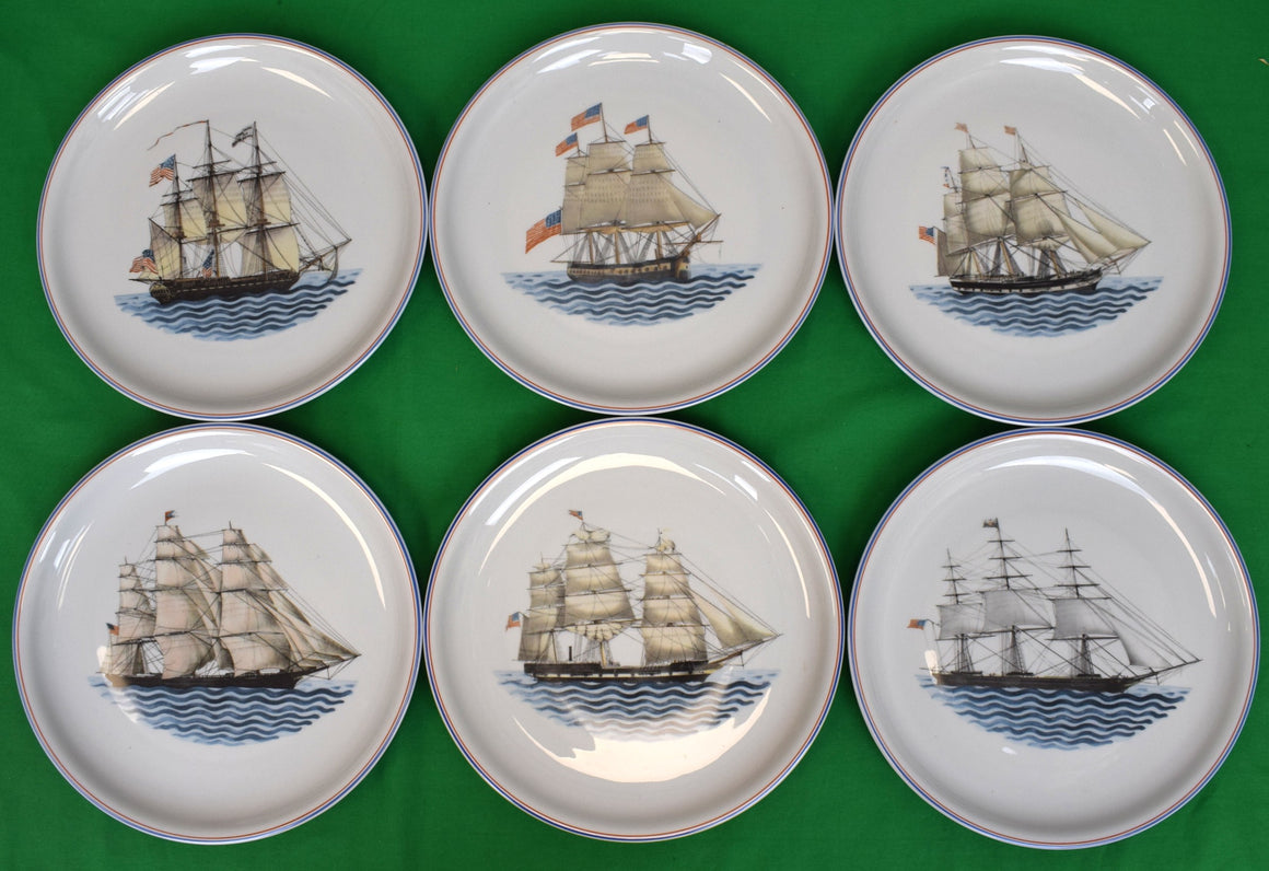 Set x 6 Mottahedeh Our Maritime Heritage c1987 Porcelain Dinner Plates
