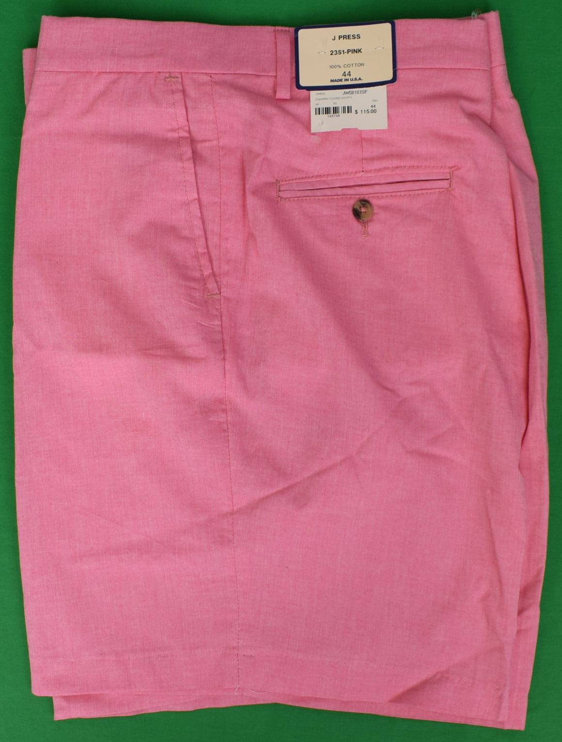 J. Press Pink Chambray Classic Shorts Sz 44 (NWT)