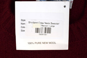 "The Andover Shop Scottish Shetland Wool Crew Neck Sweater/ Maroon/ Bordeaux Mix" Sz L (NWT)