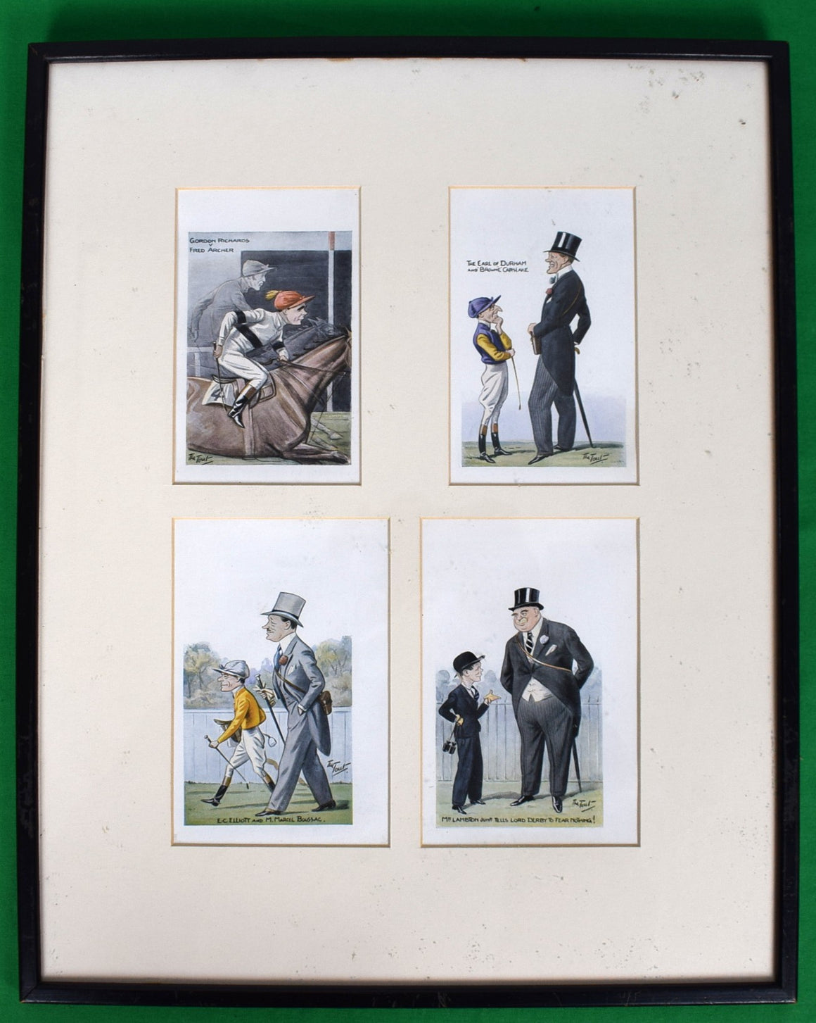 Set x Four (4) 1930’s Horseracing & Turf Personalities Caricature Prints