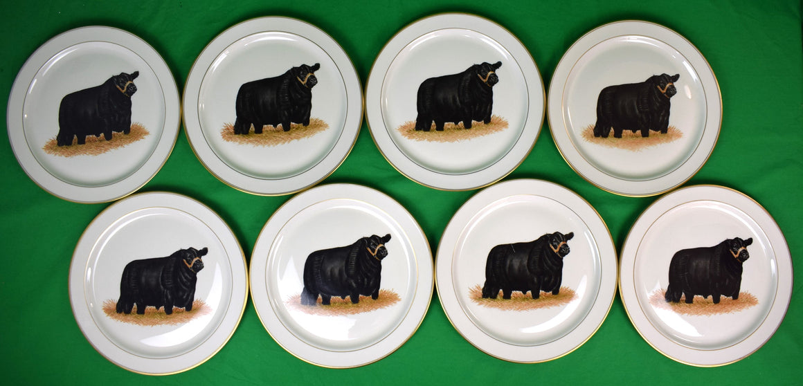 "Set x 8 Abercrombie & Fitch Angus Bull 12 1/2"D Charger Plates"