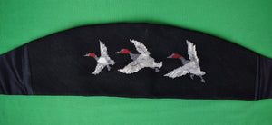 Hand-Needlepoint Black Cummerbund w/ 3 Ducks-In-Flight