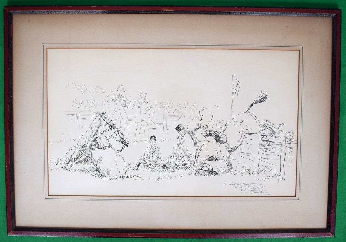 "The Perfect Hunt Team" 1931 Pen & Ink Drawing by Paul Brown