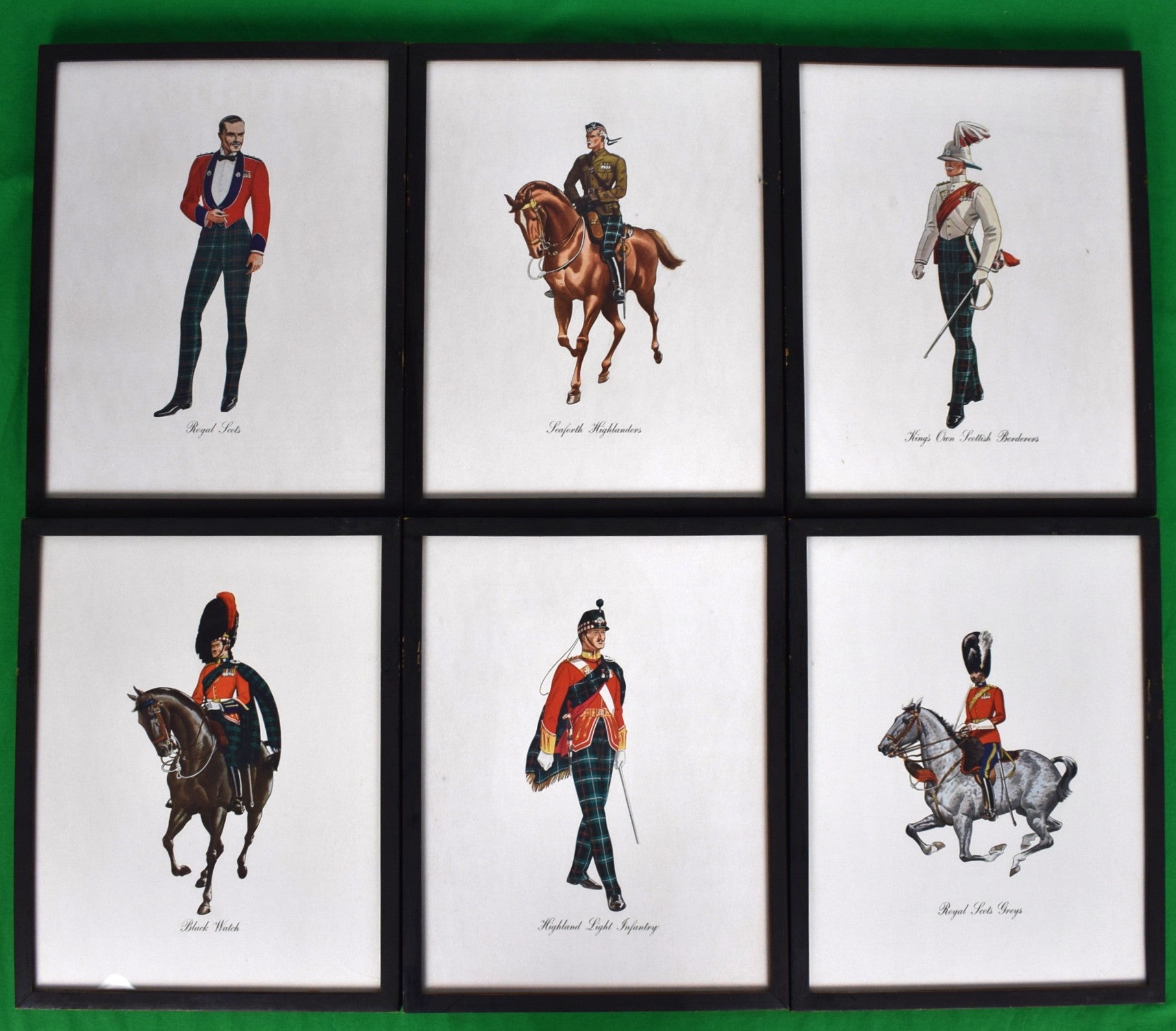 Set x Six c1943 Famous Dewar's White Label Regimental Prints