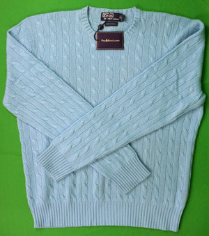 Polo Ralph Lauren Turq Blue Cashmere Cable Crewneck Sweater Sz XL (New w/ RL Tag)