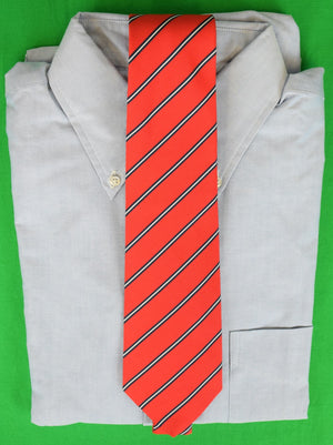 O'Connell's x Atkinsons Royal Irish Poplin Wool/ Silk Red w/ Blue/ White Repp Stripe Tie (NWOT)