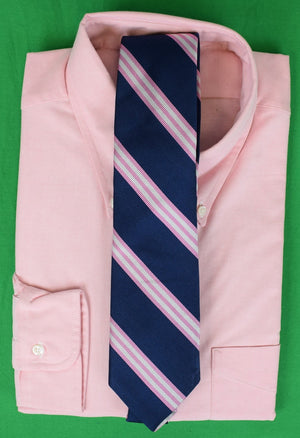 O'Connell's Navy w/ Pink/ White Repp Stripe Silk Tie (NWOT)