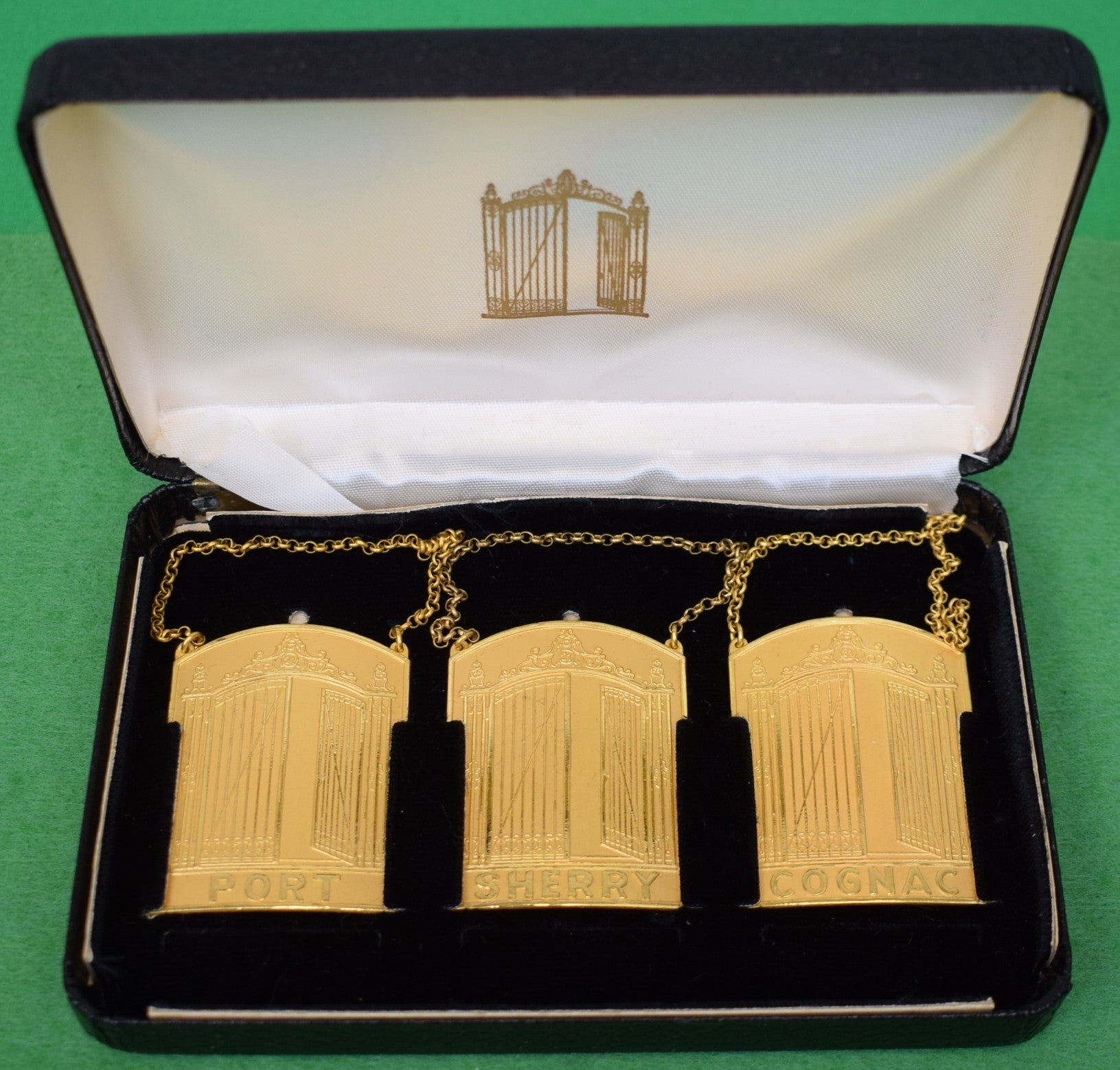 The “21” Club x Sporrongs Sweden Cognac, Port & Sherry Decanter Tags (New w/ "21" Box)