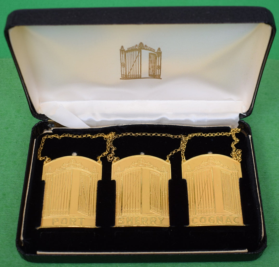 The “21” Club x Sporrongs Sweden Cognac, Port & Sherry Decanter Tags (New w/ "21" Box)