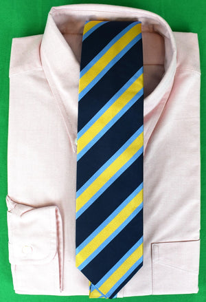 O'Connell's x Seaward & Stearn Navy w/ Blue/ Yellow Repp Stripe English Woven Silk Tie