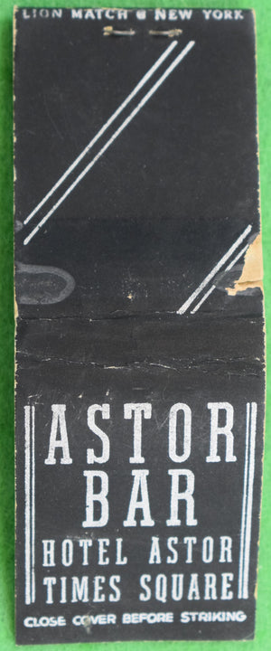 Astor Hotel Bar Times Square Matchbook