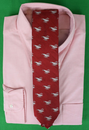 J. Press Red English Silk w/ Silver Grasshopper Club Tie