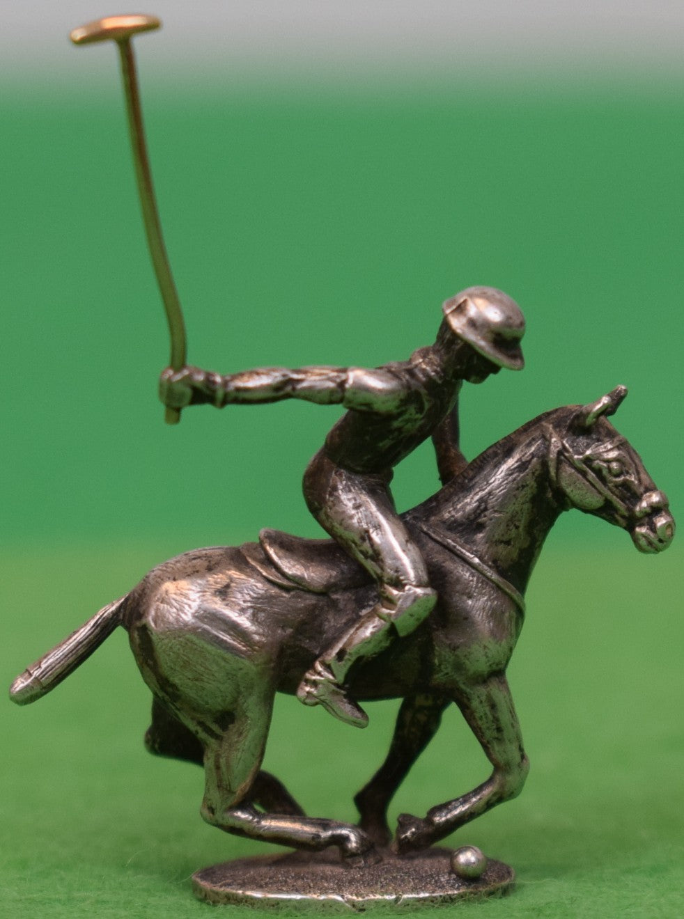 Silver-Plated Polo Player Figurine