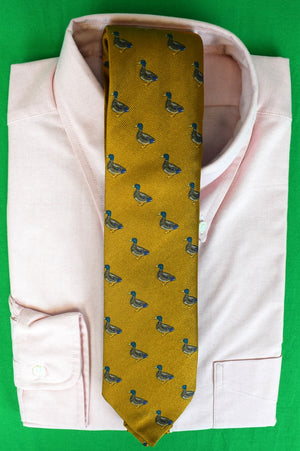 O'Connell's x Seaward & Stearn Gold Silk Tie w/ Mallard Duck Print (NWOT)
