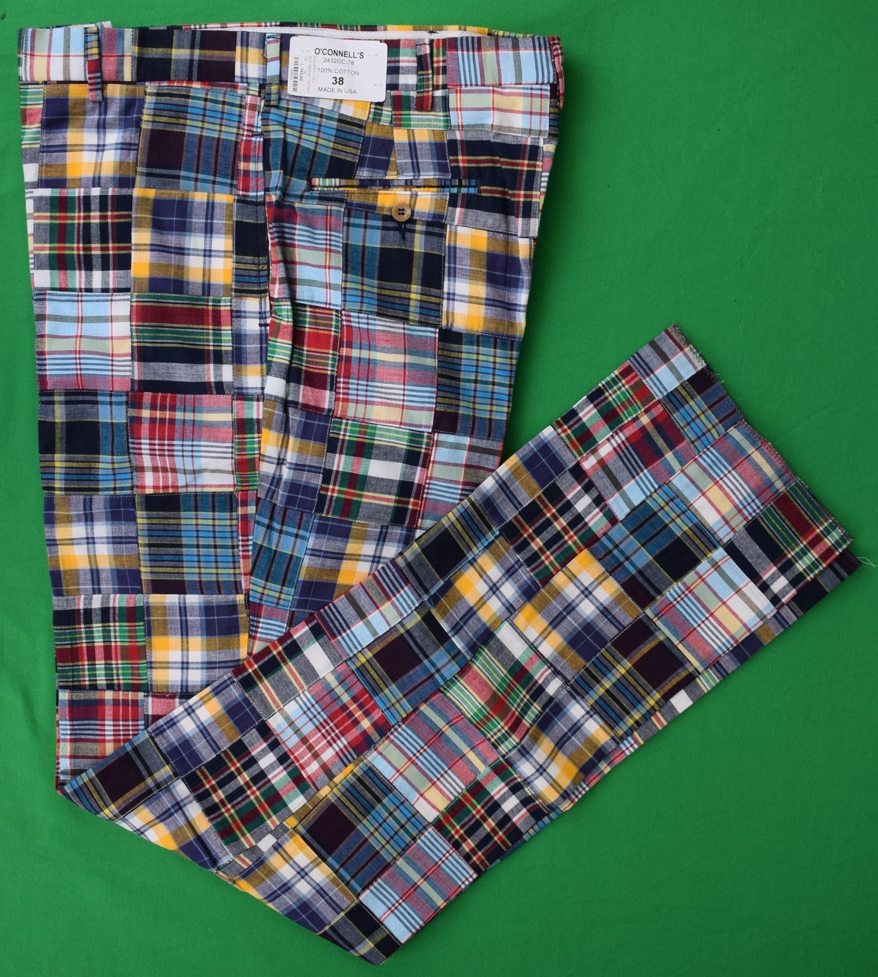 "O'Connell's Patch Madras Trousers" Sz 38 (NWT)