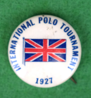 International Polo Tournament 1927 Button w/ Union Jack Flag