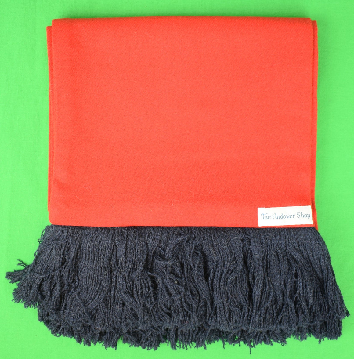 "The Andover Shop Red Wool Scarf w/ Navy Fringe"