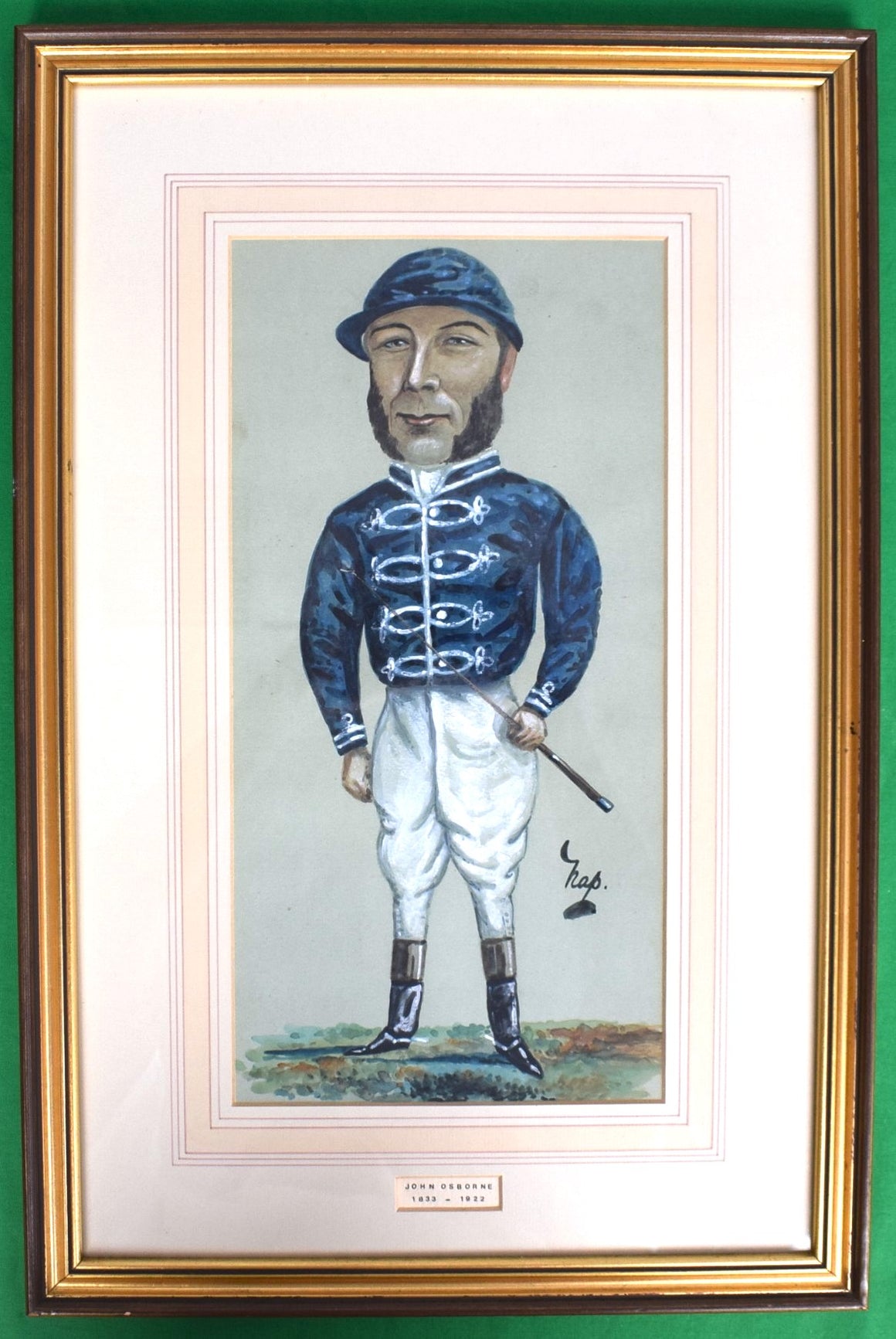 John Osborne (1833-1922) Jockey Pastel Watercolour Caricature Portrait by NAP