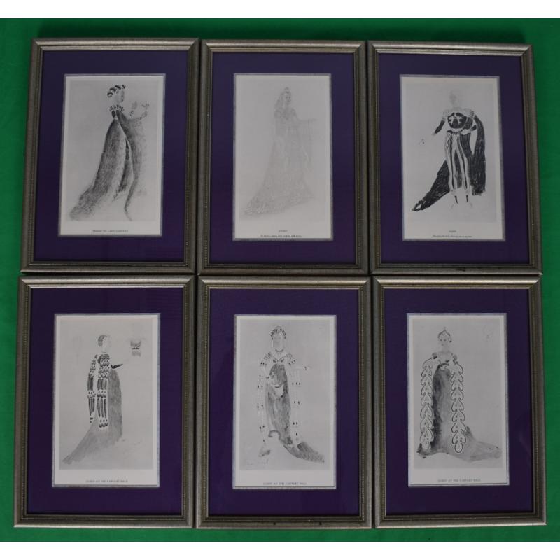 Set x 6 Lady Capulet in Romeo & Juliet c1936 Theatrical Costume Plates by Oliver Messel Provenance: The Susie Hilfiger Collection