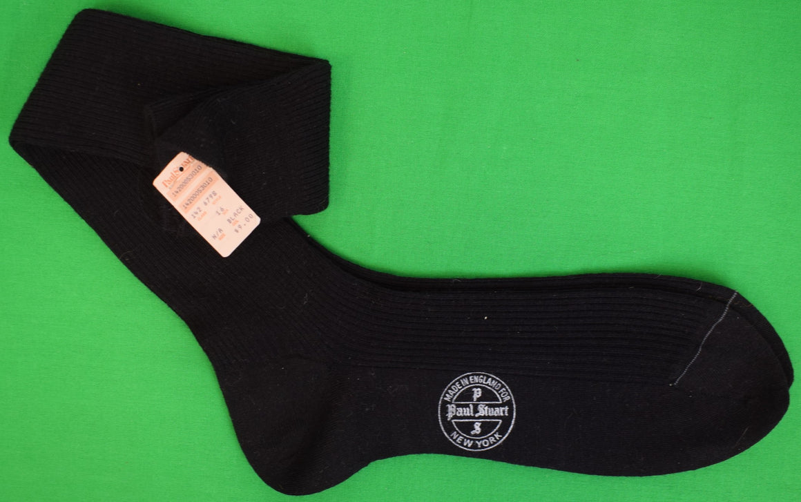 "Paul Stuart Merino Wool OTC Black Socks Made In England" (NWT) Sz 10