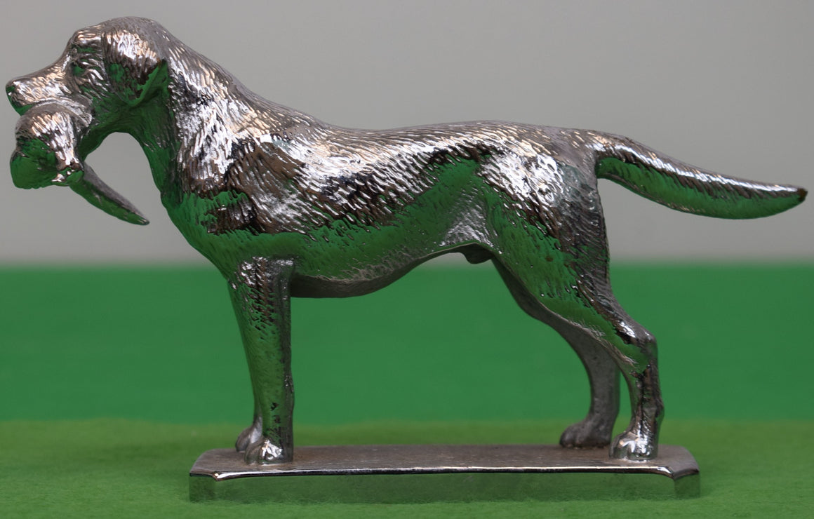 Lejeune Chrome Labrador, Large w/ Pheasant Car Mascot