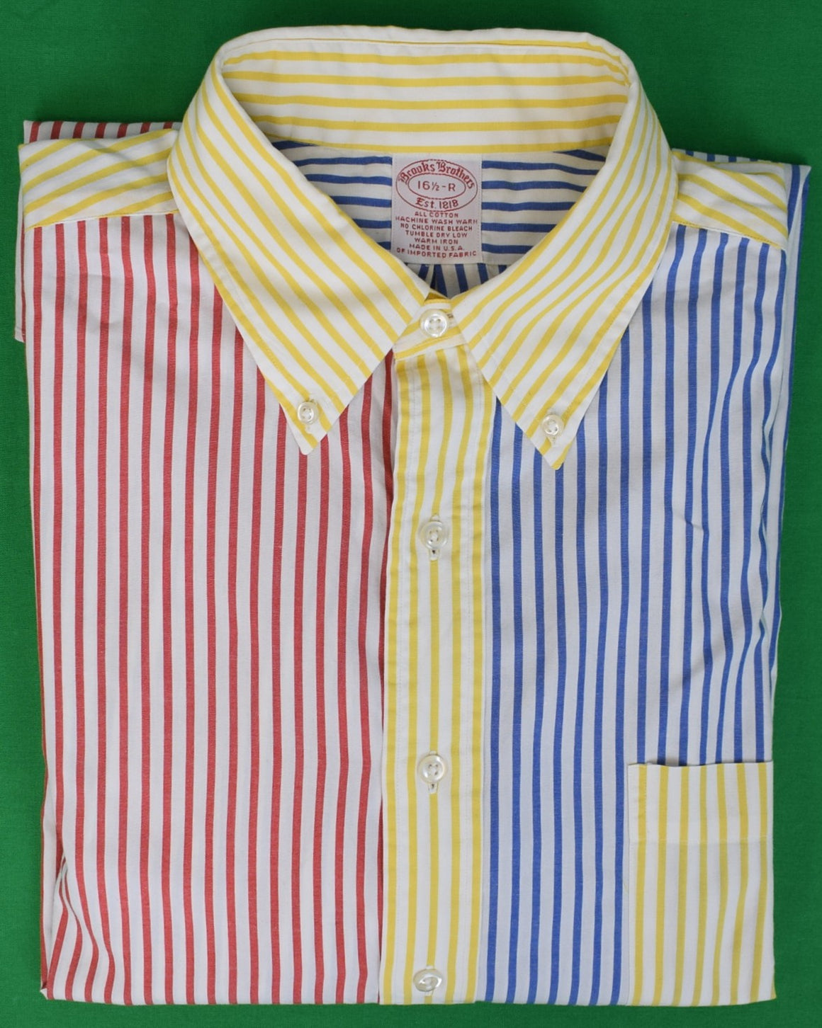 "Brooks Brothers Multi Stripe L/S B/D c1990s Fun Shirt" Sz 16 1/2-R