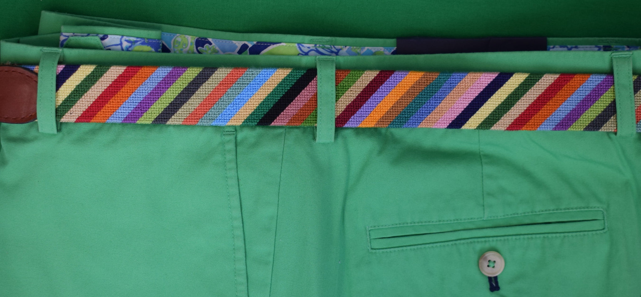 "Smathers & Branson Parsons Stripe Needlepoint Belt" Sz 42 (NWT)