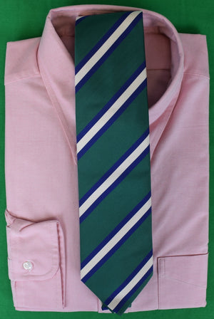 O'Connell's x Seaward & Stearn Green English Silk/ Cotton w/ Navy & White Repp Stripe
