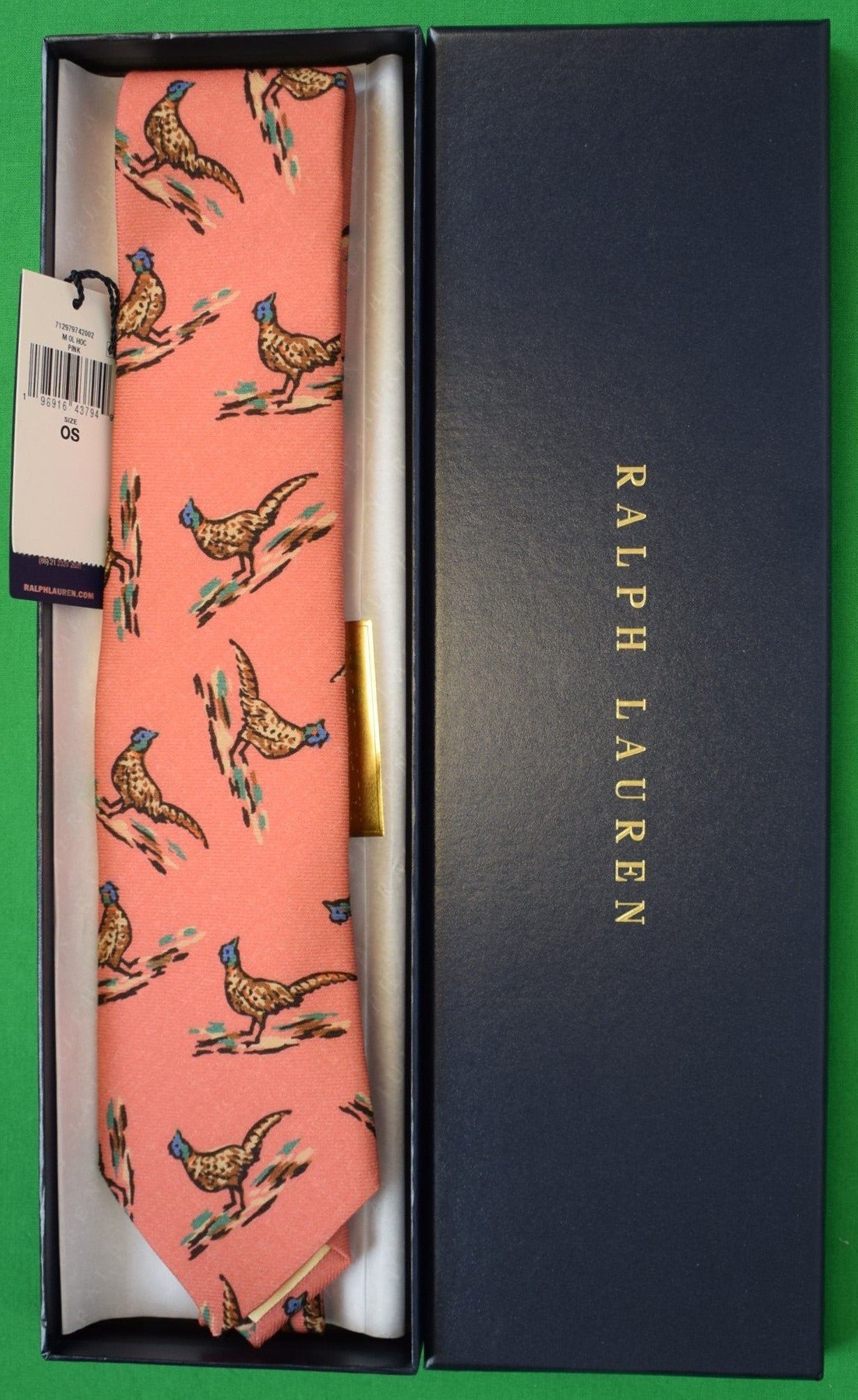 Polo Ralph Lauren Pink Challis Pheasant Print Club Tie (NWT & RL Gift Box)