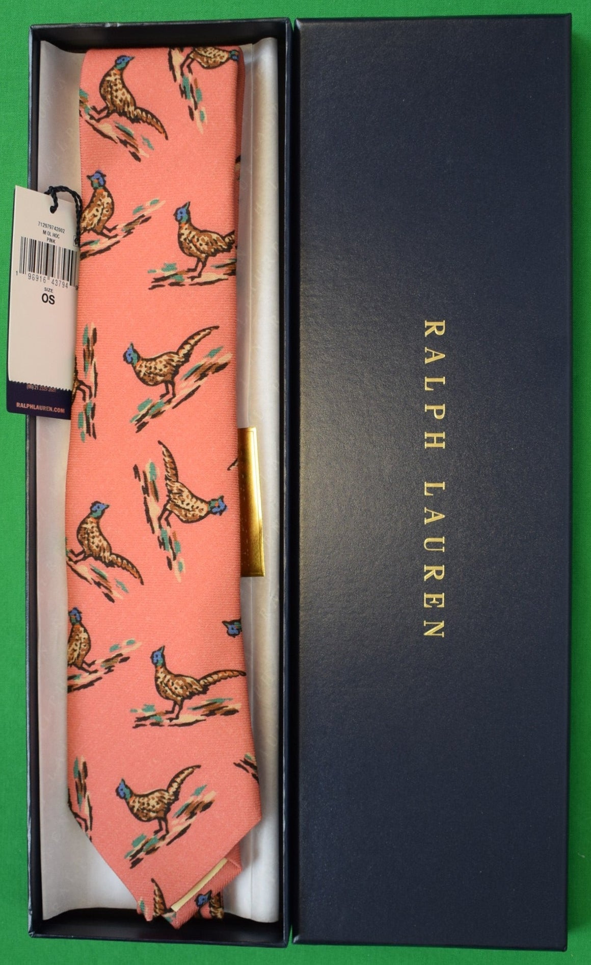 Polo Ralph Lauren Pink Challis Pheasant Print Club Tie (NWT & RL Gift Box)