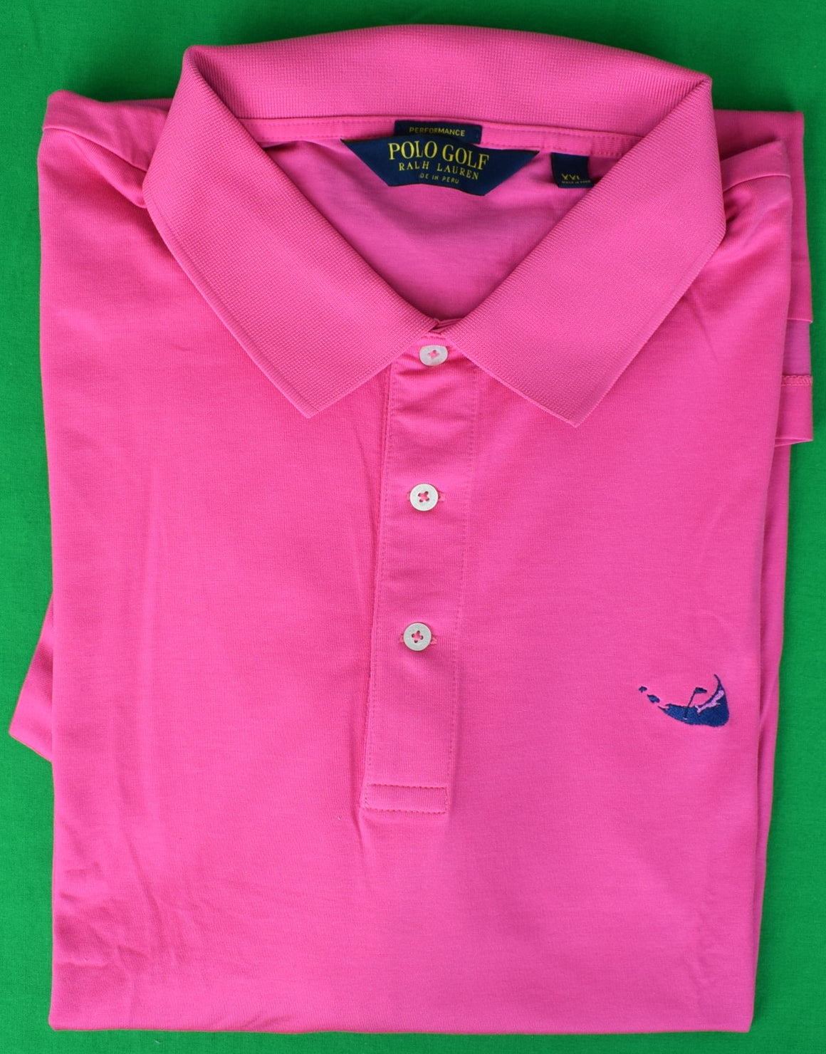 "Ralph Lauren Polo Golf Raspberry S/S Shirt w/ Miacomet Club of Nantucket Logo" Sz: XXL (SOLD)