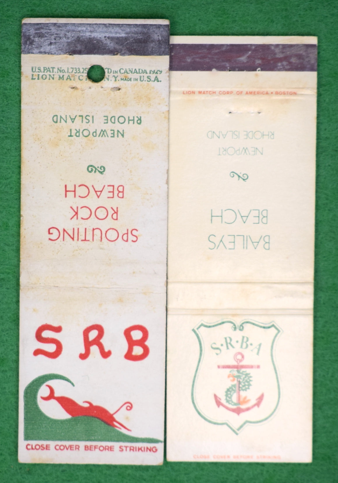 Set x 2 Spouting Rock Beach Club Newport, RI Matchbook Covers