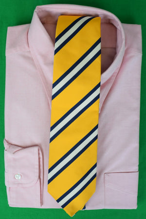 O'Connell's x Seaward & Stearn Yellow w/ Navy/ WHite English Silk Repp Stripe Tie